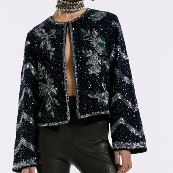 NWT Zara Beaded Velvet Jacket - Picture 1 of 7